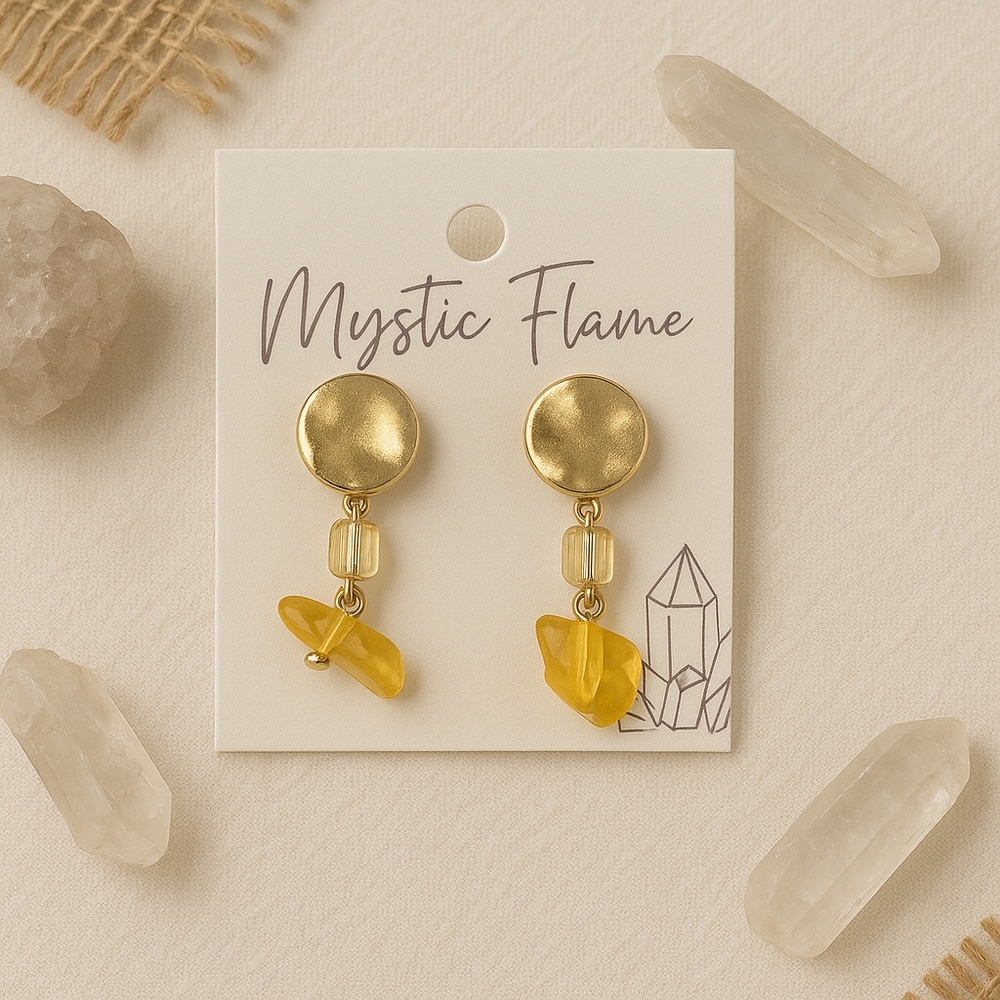 Mystic Flame Gold Tone Citrine Earrings